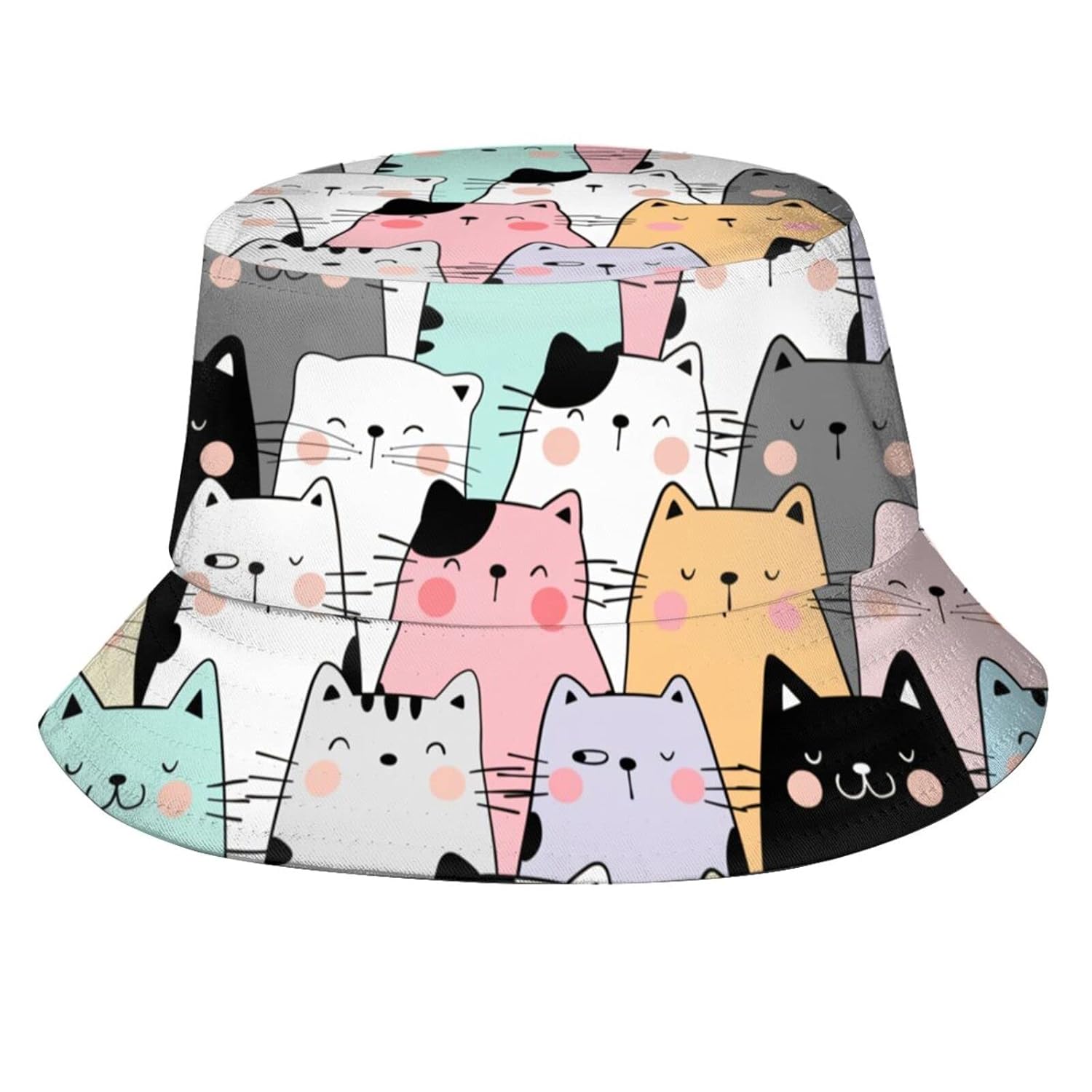 Buy Cute Cat Bucket Hats Fashion Sun Cap Packable Outdoor Cartoon